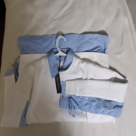 JUMPER DRESS WITH PINSTRIPE SHIRT - WHITE - Picture 6 of 6